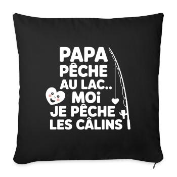 Baby Humor T-Shirt – Daddy Peach, Me Hugs 💖 - Sofa pillowcase 17,3'' x 17,3'' (45 x 45 cm) - black - Front