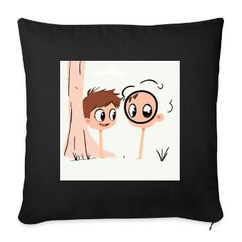 Croquis humoristique pour enfants avec breloque licorne - Housse de coussin décorative 45 x 45 cm - noir - Devant