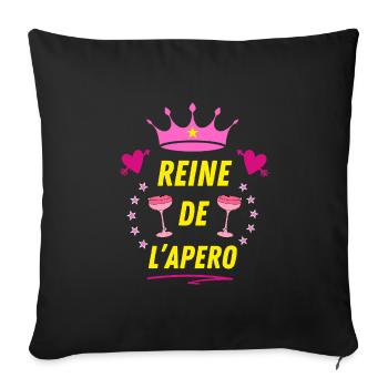 Reine de L'Apéro Couronne et Cocktails - Housse de coussin décorative 45 x 45 cm - noir - Devant