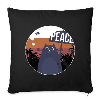 Cat Vintage Design Gift - Sofa pillowcase 17,3'' x 17,3'' (45 x 45 cm) - black - Front