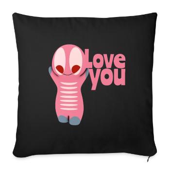 Niedliche Kawaiifigur love you - Sofakissenbezug 45 x 45 cm - Schwarz - Vorne