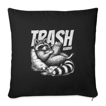 Trash Reader Funny Raccoon Bookworm Retro - Sofa pillowcase 17,3'' x 17,3'' (45 x 45 cm) - black - Front