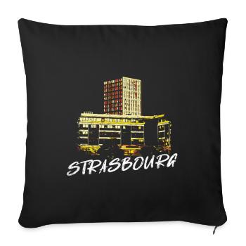 Illustration Rivétoile Strasbourg moderne - Housse de coussin décorative 45 x 45 cm - noir - Devant