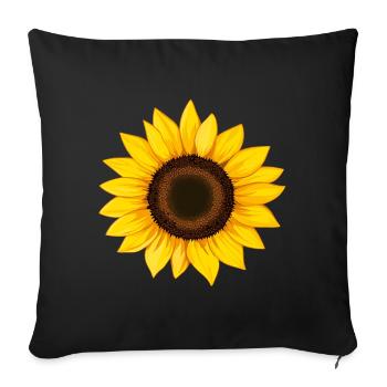 Tournesol illustration vectorielle fleur jaune - Housse de coussin décorative 45 x 45 cm - noir - Devant