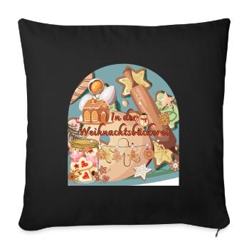Christmas Time In The Christmas Bakery Bow Shape - Sofa pillowcase 17,3'' x 17,3'' (45 x 45 cm) - black - Front