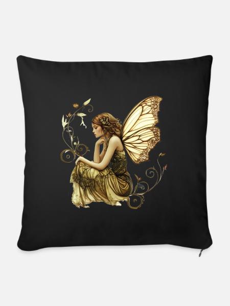 Noble fairy with butterfly wings - Sofa pillowcase 17,3'' x 17,3'' (45 x 45 cm) - black