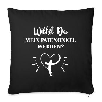 Veux-tu être mon parrain parrain parrain oncle - Housse de coussin décorative 45 x 45 cm - noir - Devant