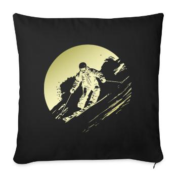 Ski Fahren Skiing Silhouette - Housse de coussin décorative 45 x 45 cm - noir - Devant
