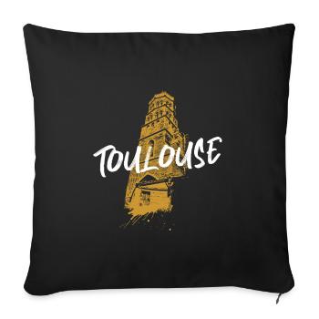 Illustration duotone Toulouse église Saint-Nicolas - Housse de coussin décorative 45 x 45 cm - noir - Devant