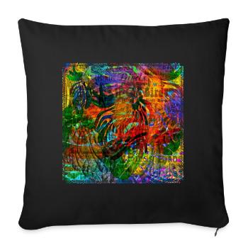 Mots & Oiseaux V2 - Housse de coussin décorative 45 x 45 cm - noir - Devant