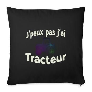 J’peux pas j’ai Tracteur - Housse de coussin décorative 45 x 45 cm - noir - Devant
