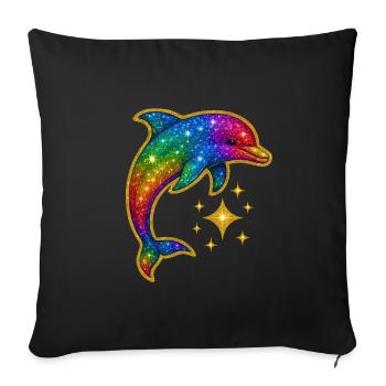 Rainbow Glitter Dolphin - Sofa pillowcase 17,3'' x 17,3'' (45 x 45 cm) - black - Front