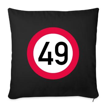 49e anniversaire Attention ! Panneau de signalisation 49 km/h - Housse de coussin décorative 45 x 45 cm - noir - Devant