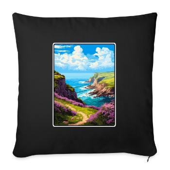Exmoor England Clifftop Coastal Path - Sofa pillowcase 17,3'' x 17,3'' (45 x 45 cm) - black - Front