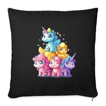 Pastel Unicorn Stacking Spell Unicorn Family - Sofa pillowcase 17,3'' x 17,3'' (45 x 45 cm) - black - Front