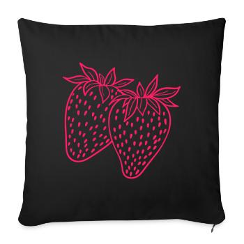 Strawberry neon - Sofa pillowcase 17,3'' x 17,3'' (45 x 45 cm) - black - Front