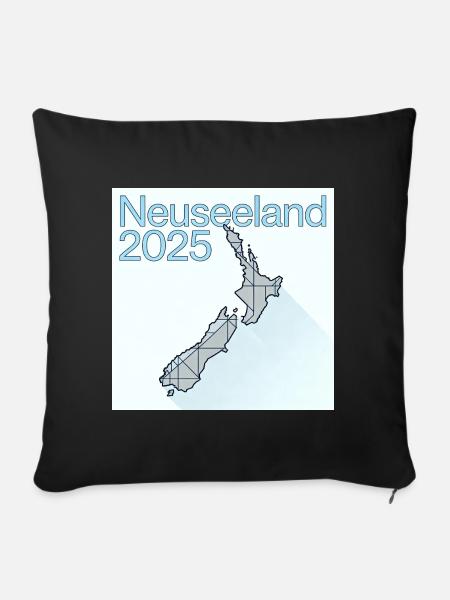 Neuseeland 2025 Geometrische Karte - Sofakissenbezug 45 x 45 cm - Schwarz
