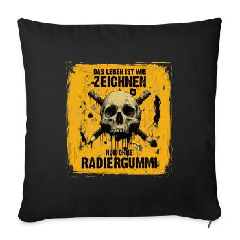 Schädel und gekreuzte Bleistifte - Sofakissenbezug 45 x 45 cm - Schwarz - Vorne