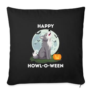 Lustiges Halloween – Howl-o-ween Wolf - Sofakissenbezug 45 x 45 cm - Schwarz - Vorne