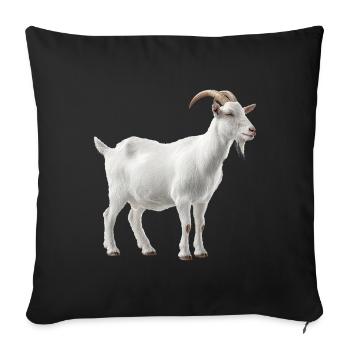 Portrait de chèvre de montagne blanche - Housse de coussin décorative 45 x 45 cm - noir - Devant