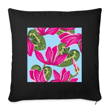 Motif lumineux avec des fleurs de cyclamen - Housse de coussin décorative 45 x 45 cm - noir - Devant