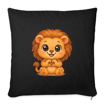 Cute lion with heart hands - Sofa pillowcase 17,3'' x 17,3'' (45 x 45 cm) - black - Front