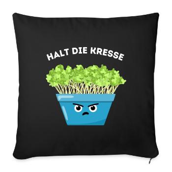 Humour végétal – Tenez le cresson - Housse de coussin décorative 45 x 45 cm - noir - Devant