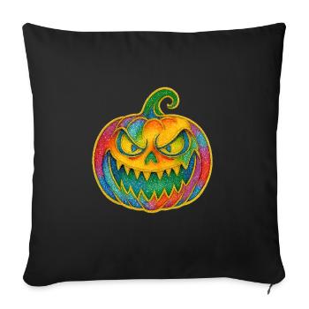 Rainbow Pumpkin Grin - Sofa pillowcase 17,3'' x 17,3'' (45 x 45 cm) - black - Front