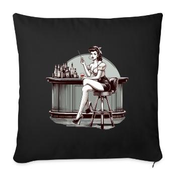 Rockabilly Frau Bar Drink RocknRoll Geschenk - Sofakissenbezug 45 x 45 cm - Schwarz - Vorne