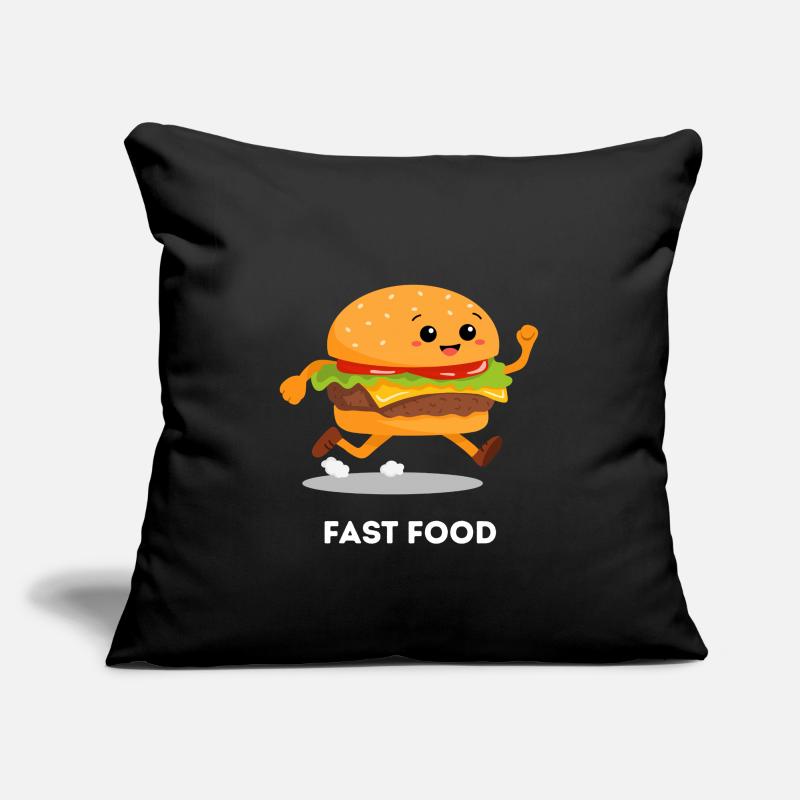 Running Burger – Conception de jeu de mots sur la restauration rapide Housse de coussin décorative 45 x 45 cm