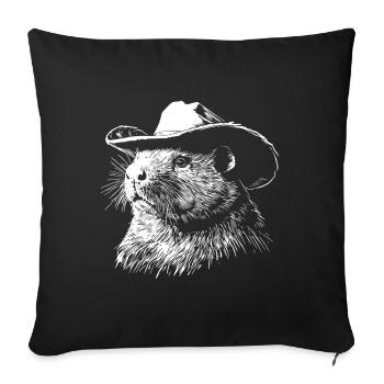 Beaver Cowboy Hat Western - Sofa pillowcase 17,3'' x 17,3'' (45 x 45 cm) - black - Front