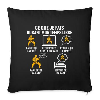 je fais pendant mon temps libre faire du karaté - Housse de coussin décorative 45 x 45 cm - noir - Devant