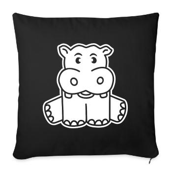Baby Hippo Hippo Animal Cartoon Gift Kids - Sofa pillowcase 17,3'' x 17,3'' (45 x 45 cm) - black - Front