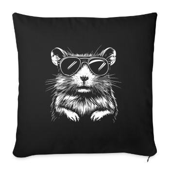Lunettes de soleil hamster cool - Housse de coussin décorative 45 x 45 cm - noir - Devant