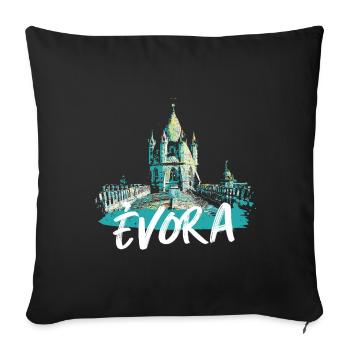 Toit cathédrale Évora illustration colorée - Housse de coussin décorative 45 x 45 cm - noir - Devant