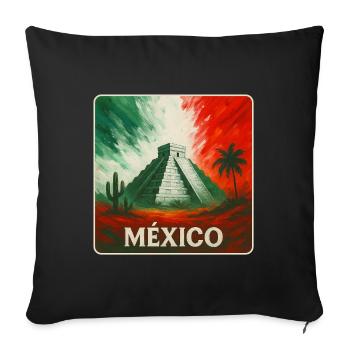 Mexico Pyramids Design - Sofa pillowcase 17,3'' x 17,3'' (45 x 45 cm) - black - Front