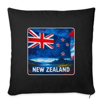 New Zealand Flag Design - Sofa pillowcase 17,3'' x 17,3'' (45 x 45 cm) - black - Front