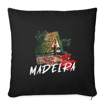 Traditionelles Haus der Insel Madeira - Sofakissenbezug 45 x 45 cm - Schwarz - Vorne