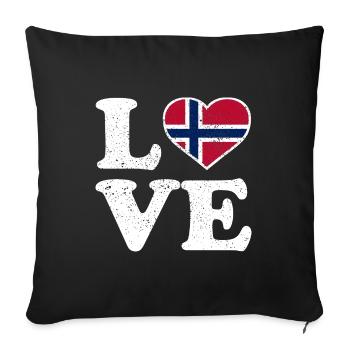 Amour - Drapeau de la Norvège - Norvège - Norvège - Housse de coussin décorative 45 x 45 cm - noir - Devant