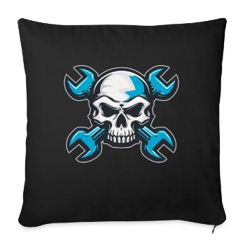 Crâne de mécanicien - Housse de coussin décorative 45 x 45 cm - noir - Devant