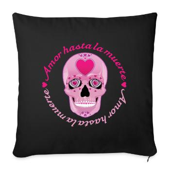 Amor hasta la muerte – Pink Love Skull Sugarskull - Sofa pillowcase 17,3'' x 17,3'' (45 x 45 cm) - black - Front