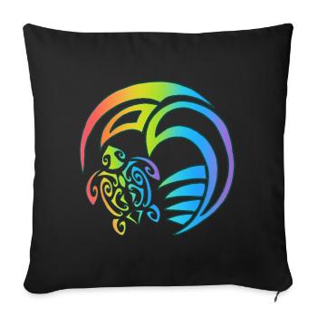 Schildkröte und buntes Meer - Sofakissenbezug 45 x 45 cm - Schwarz - Vorne