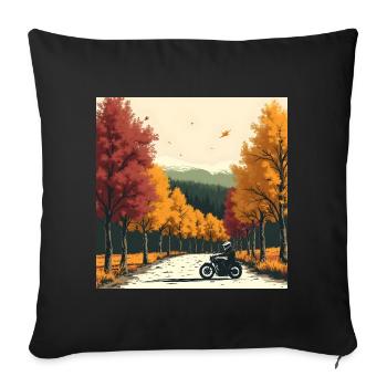 Block-Print Tree Row + Bike - Sofa pillowcase 17,3'' x 17,3'' (45 x 45 cm) - black - Front