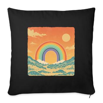 Paysage rétro avec look vintage arc-en-ciel - Housse de coussin décorative 45 x 45 cm - noir - Devant