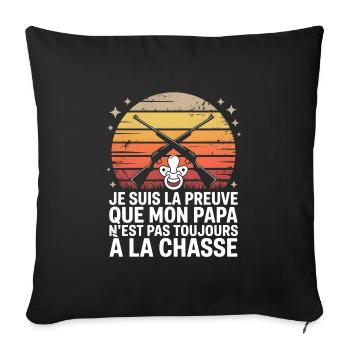 Preuve Papa Chasse - Housse de coussin décorative 45 x 45 cm - noir - Devant