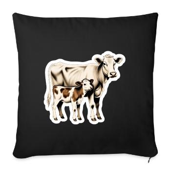Cow with Calf – Timeless Farm Illustration - Sofa pillowcase 17,3'' x 17,3'' (45 x 45 cm) - black - Front