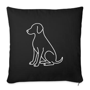 Croquis de chien assis – Motif animalier - Housse de coussin décorative 45 x 45 cm - noir - Devant