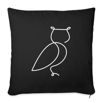Owl Sketch – Stylish Bird Motif - Sofa pillowcase 17,3'' x 17,3'' (45 x 45 cm) - black - Front