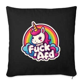 Licorne FUCK AFD Licorne arc-en-ciel Sticker - Housse de coussin décorative 45 x 45 cm - noir - Devant