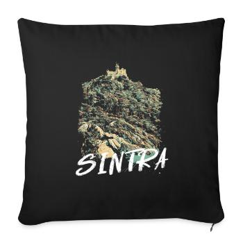 Castle of the Moors Sintra illustration - Sofa pillowcase 17,3'' x 17,3'' (45 x 45 cm) - black - Front